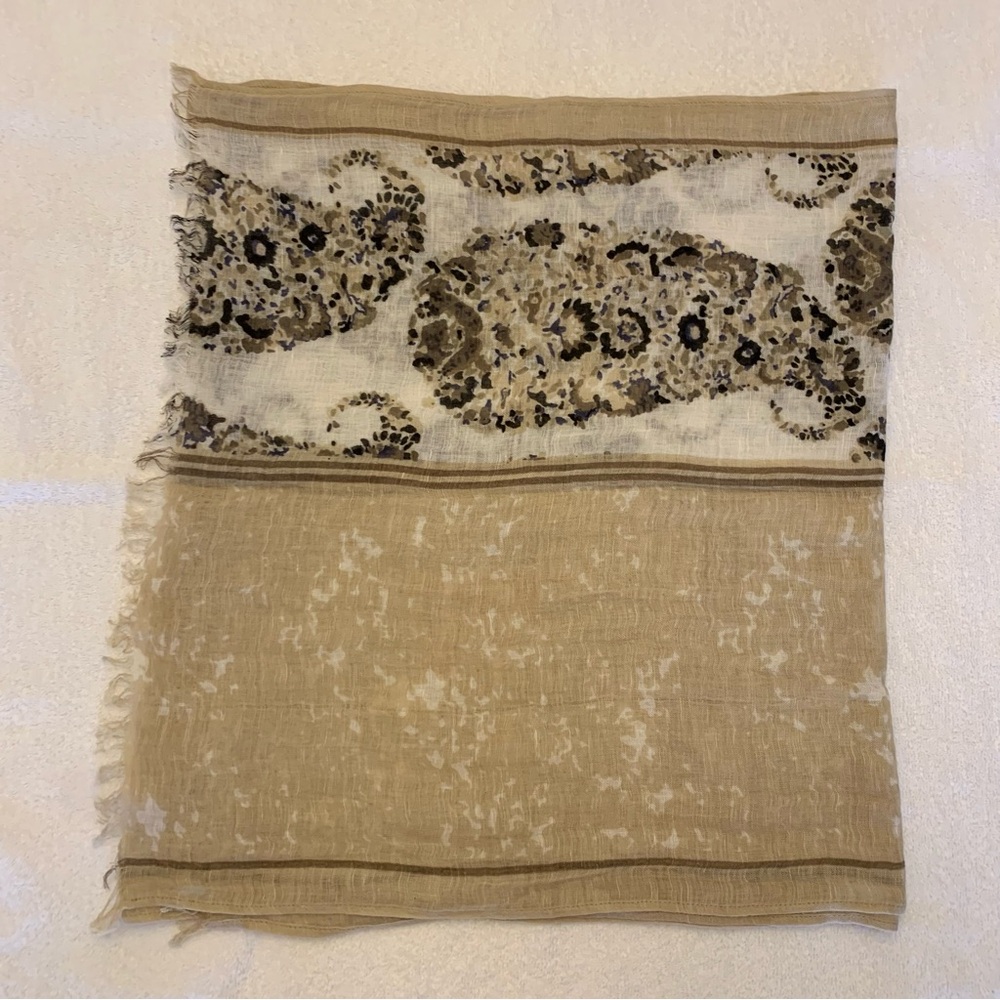 Floral Lightweight Scarf Neutral Earthy Tones Beige and Brown Design